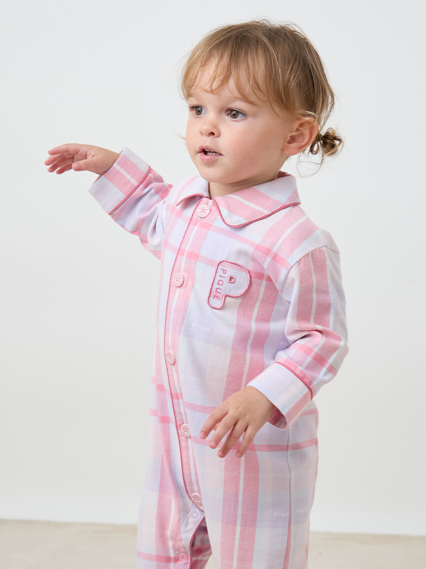 BABY】チェック柄シャツロンパース(ロンパース)｜ルームウェア