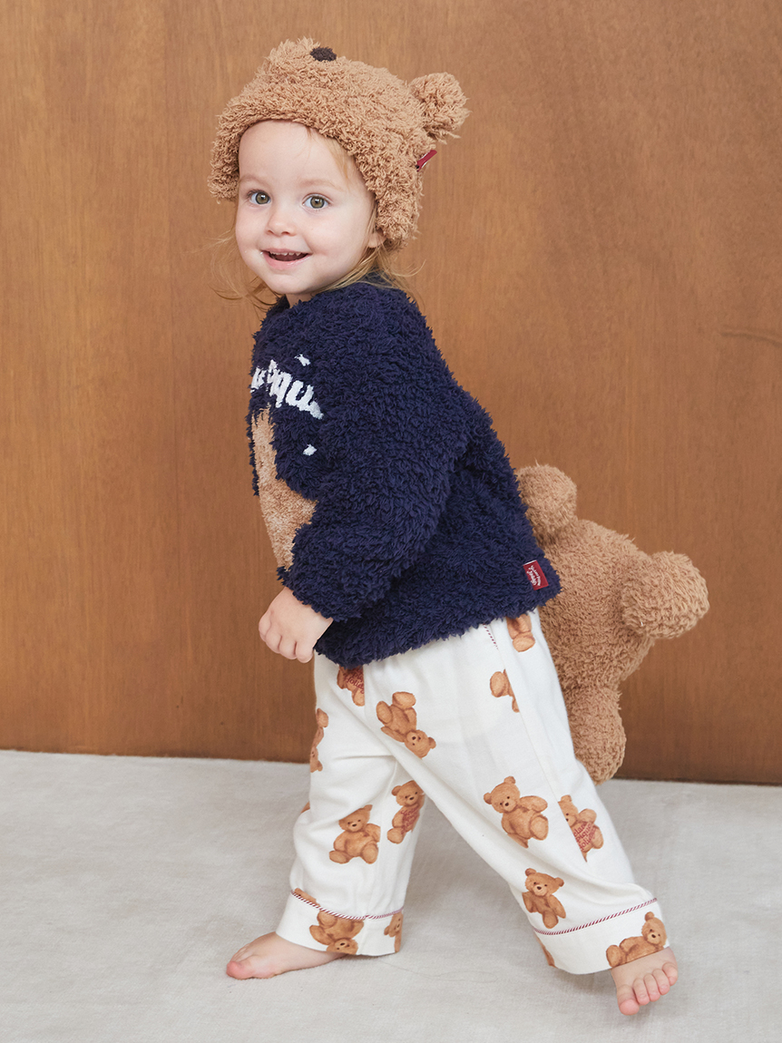 【HOLIDAY】ベア柄ネルシャツ&ベア柄ネルロングパンツセット　ホワイト HOLIDAY】【KIDS】ベア柄ネルシャツ(カットソー＆Tシャツ)｜ルーム