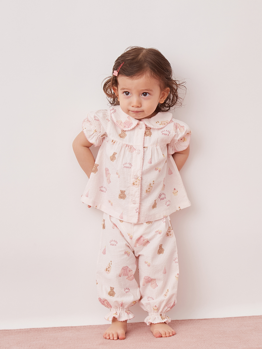 BABY】パジャマパーティー柄シャーリングロングパンツ(ロングパンツ