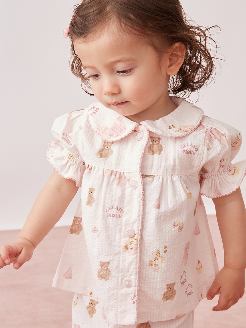 BABY】パジャマパーティー柄シャーリングシャツ(カットソー＆Tシャツ