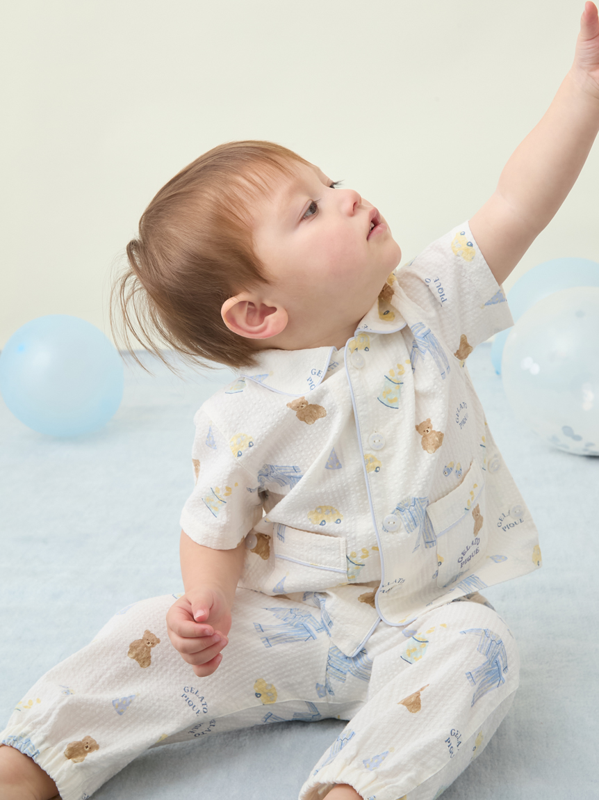 100sizeと90sizeのパジャマパーティーワンピース BABY】パジャマパーティー柄シャツ(カットソー＆Tシャツ)｜ルーム