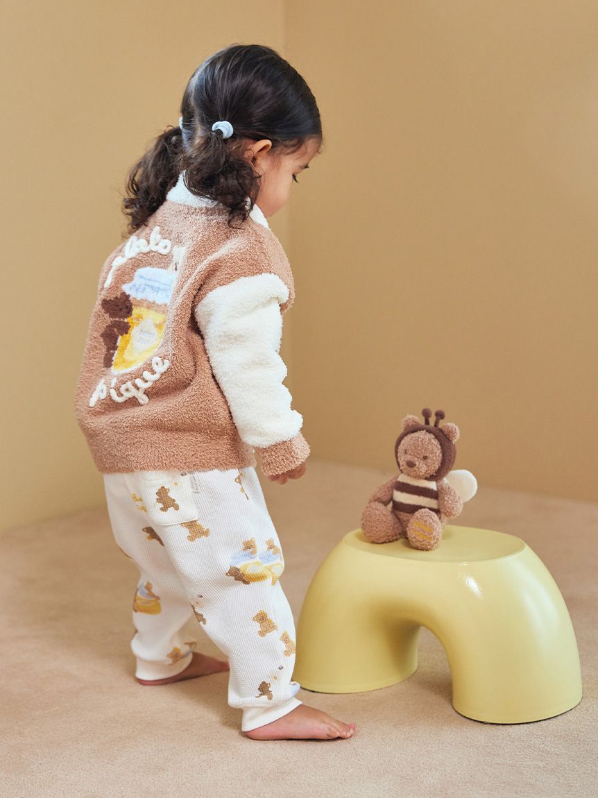 ジェラートピケ　新品タグ付き　ベビモコハートベア　上下セット　クリーム＆ブラウン ONLINE限定カラーあり】【BABY】パウダーベアおくるみ