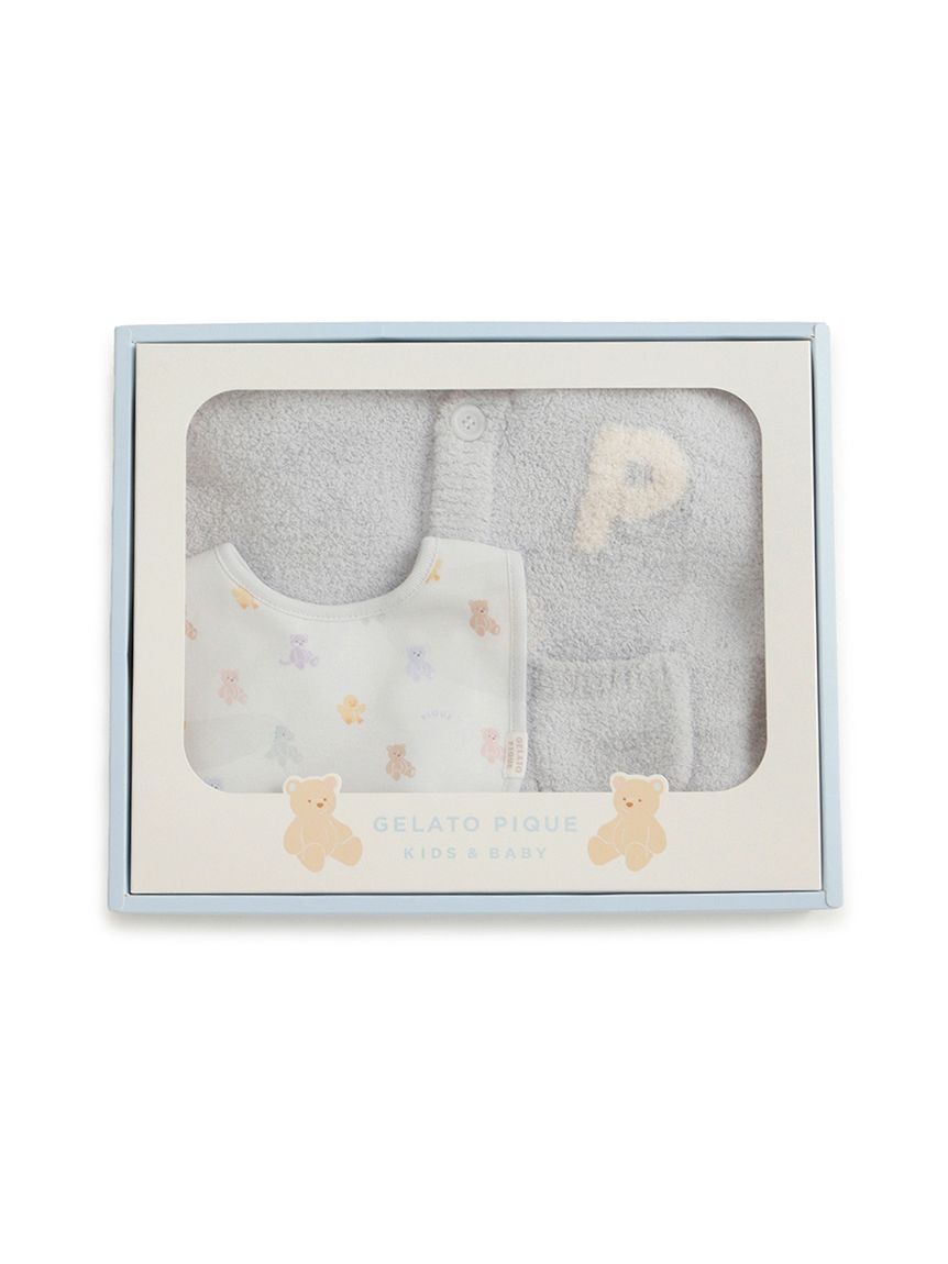ジェラートピケ 収納ボックス gelato pique くま ベア 2点セット ラッピング済み】【BABY】ベアぬいぐるみ&スタイ2点セット