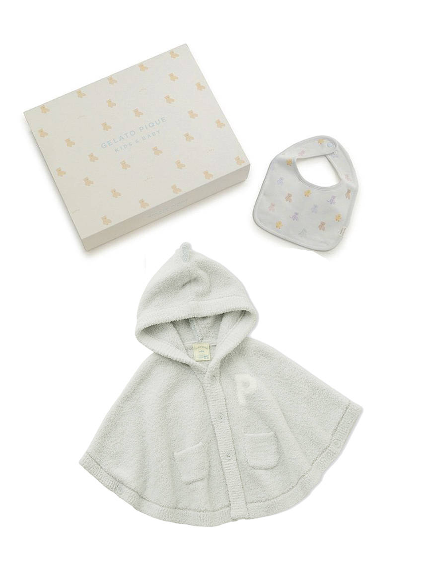 ラッピング済み】【BABY】ベアポンチョ&スタイ2点セット ギフトBOX