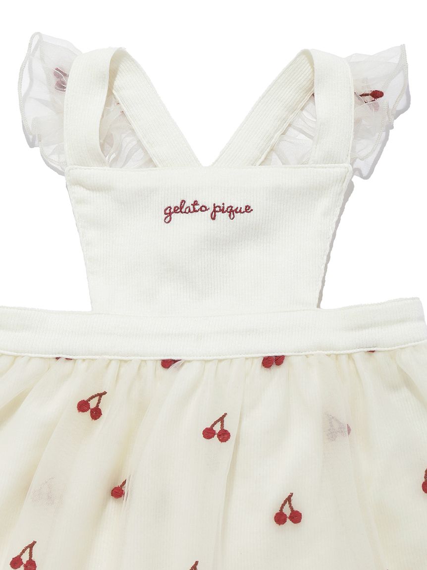 BABY】チェリー柄チュールお食事エプロン(スタイ)｜ルームウェア