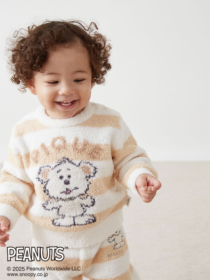 ジェラートピケ　PEANUTS ベビモコプルオーバー＆ロングパンツ スヌーピー 新品 ジェラートピケ ベビモコプルオーバー&ロングパンツ ウッド