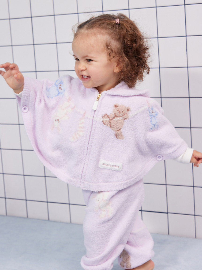 BABY】エアリーモコウォッシングアニマルジャガードポンチョ(ポンチョ