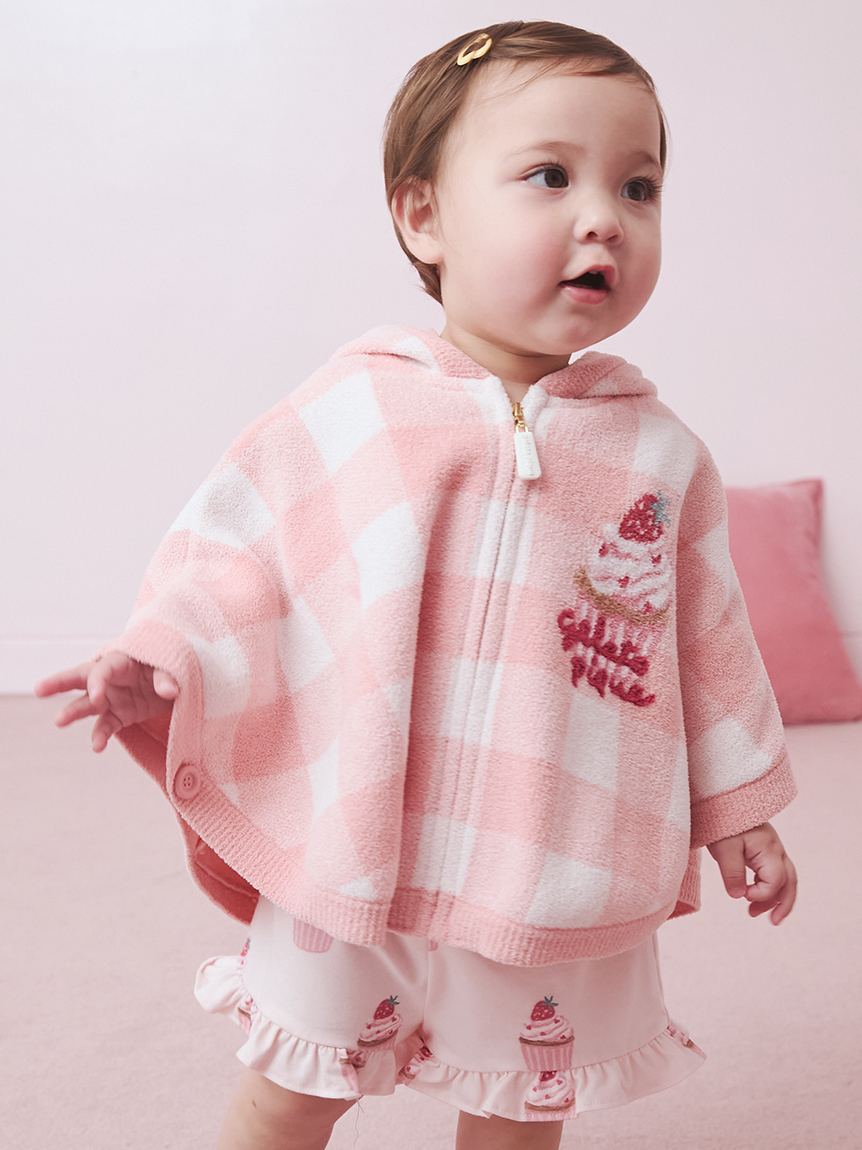 BABY】エアリーモコギンガムチェック柄ポンチョ(ポンチョ・パーカ