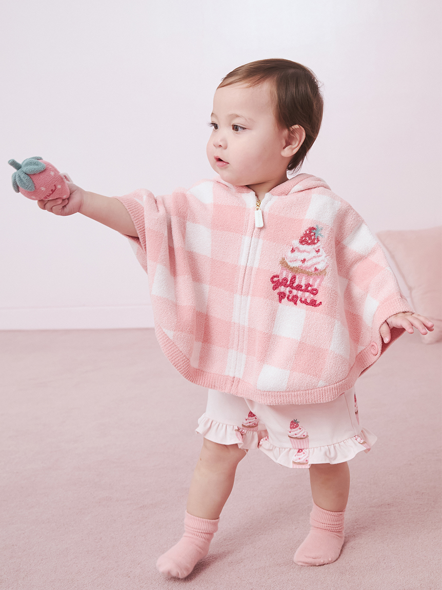 BABY】エアリーモコギンガムチェック柄ポンチョ(ポンチョ・パーカ