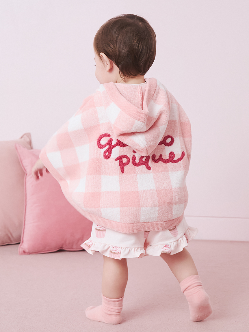 BABY】エアリーモコギンガムチェック柄ポンチョ(ポンチョ・パーカ