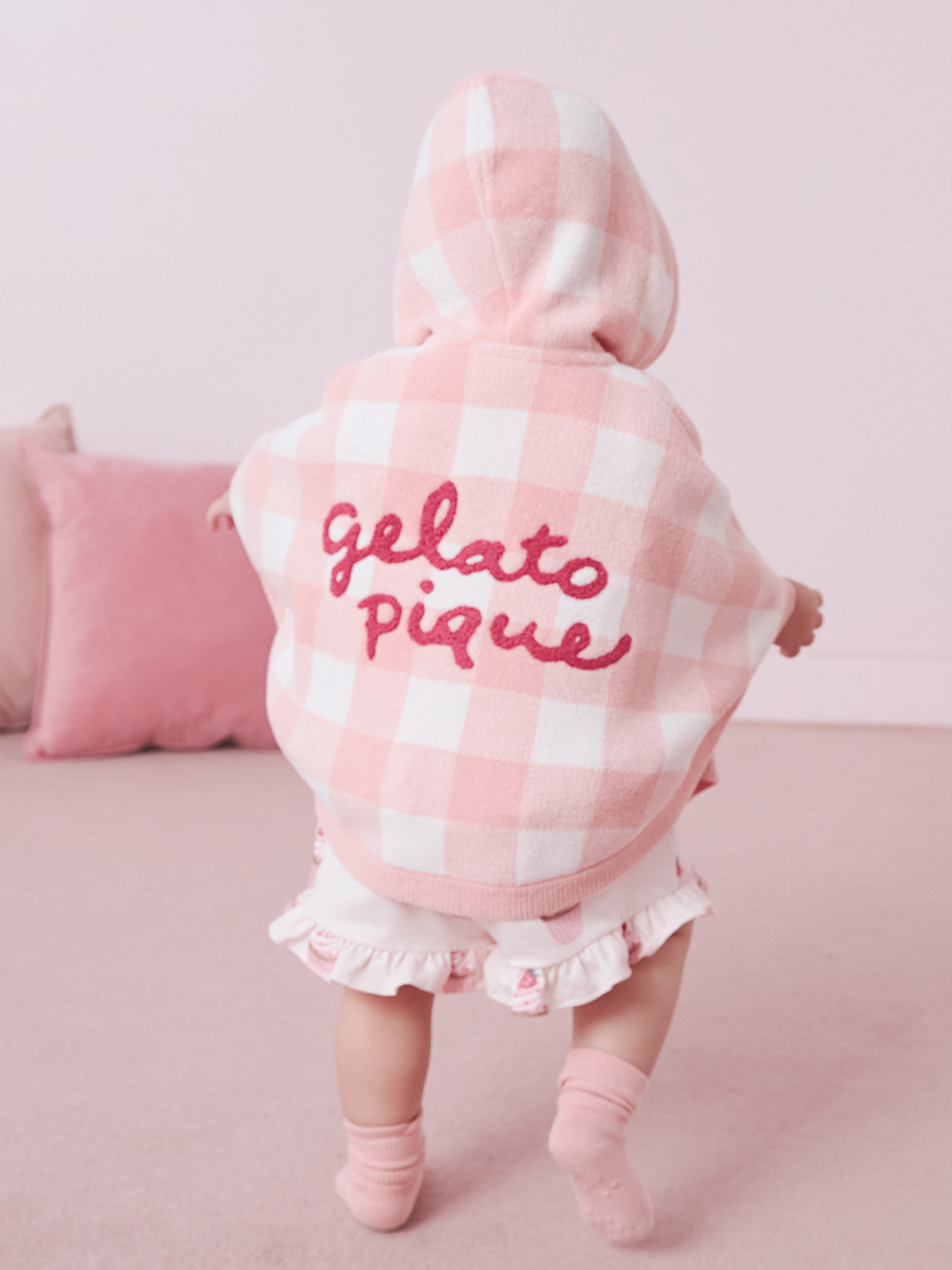 BABY】エアリーモコギンガムチェック柄ポンチョ(ポンチョ・パーカ