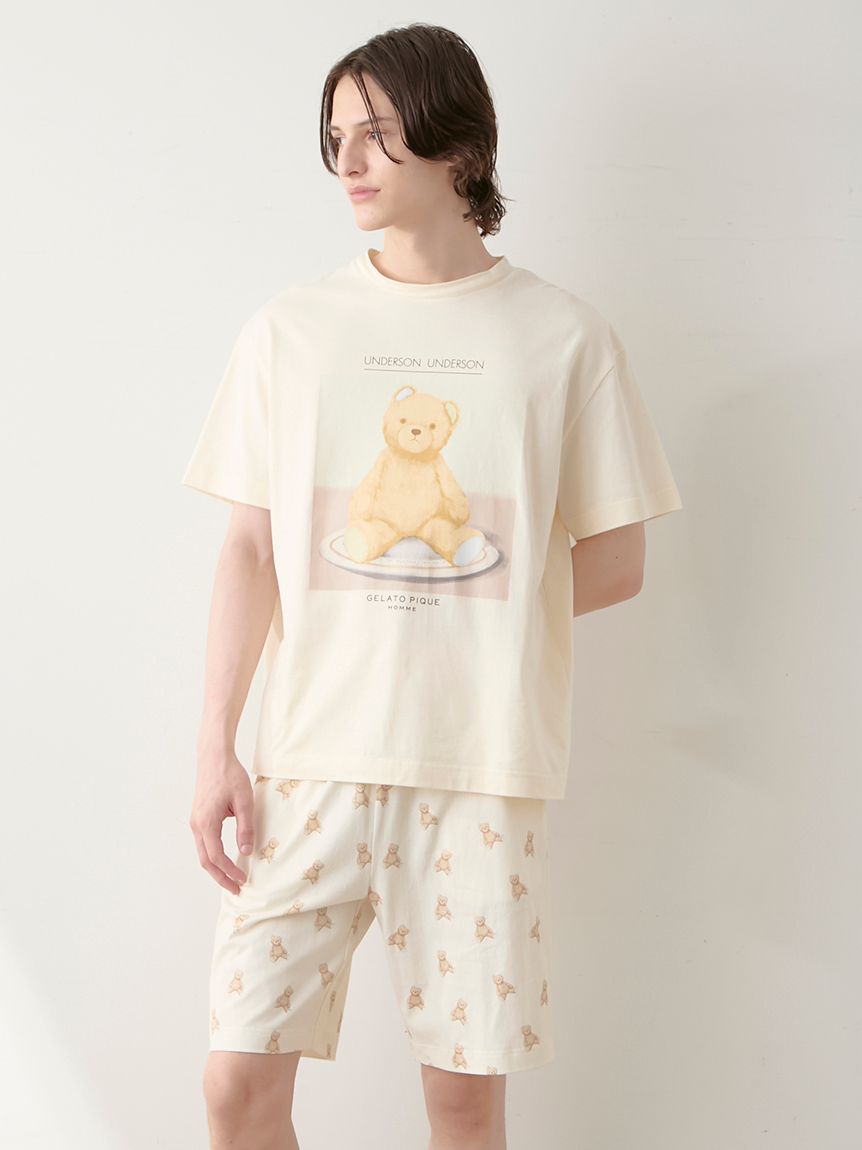 UNDERSON UNDERSON】【HOMME】総柄ベアプリントハーフパンツ(ハーフ