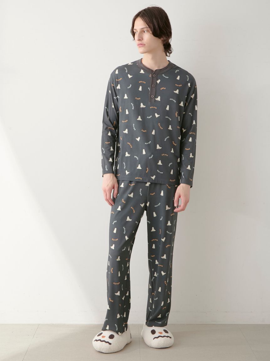 ジェラートピケGHOSTプルオーバー＆GHOSTボーダーロングパンツ HOMME】TRICK GHOST柄 ロングパンツ(ロングパンツ)｜ルームウェア