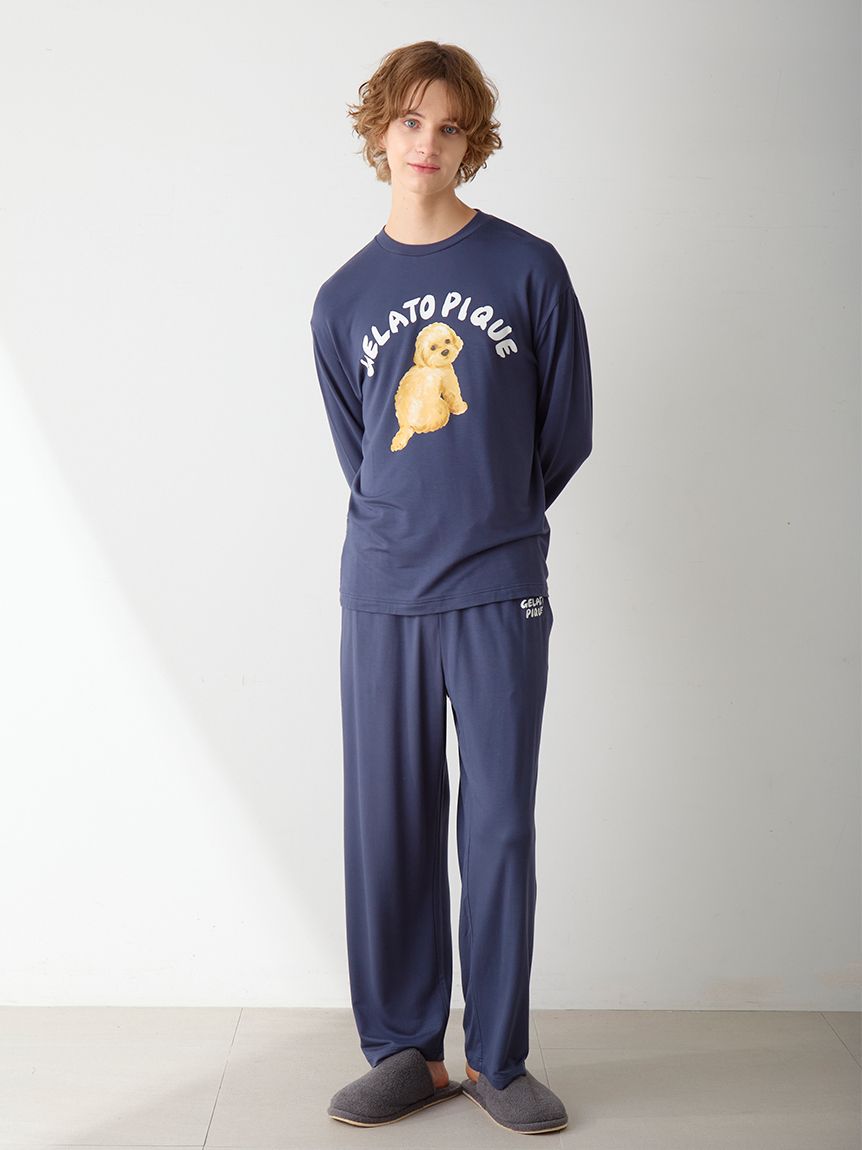 HOMME】 DOGワンポイントプリントロングパンツ(ロングパンツ)｜ルーム