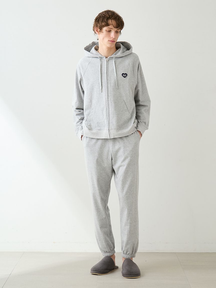 HOMME】裏毛ハートロゴ刺繍ロングパンツ(ロングパンツ)｜ルームウェア