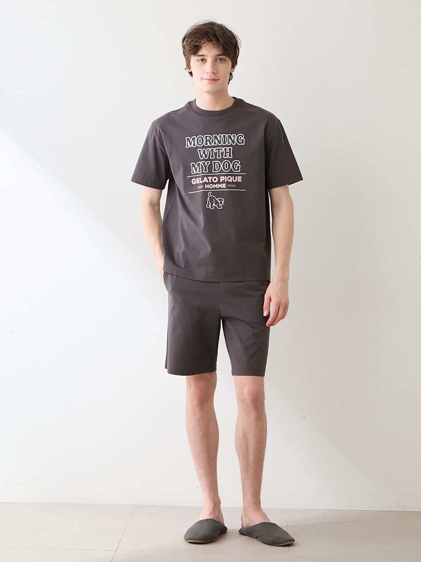 HOMME】【接触冷感】モーニングドッグプリントハーフパンツ(ハーフ