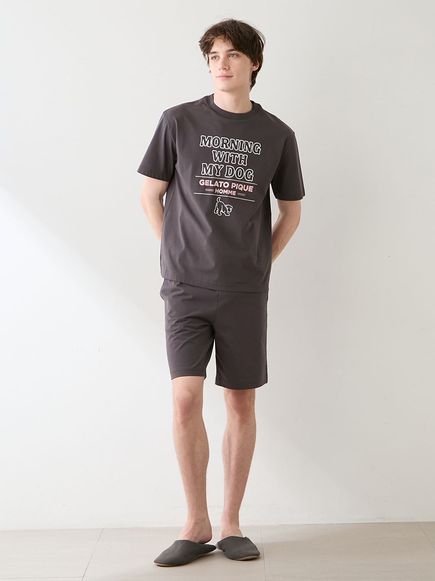 HOMME】【接触冷感】モーニングドッグプリントハーフパンツ(ハーフ