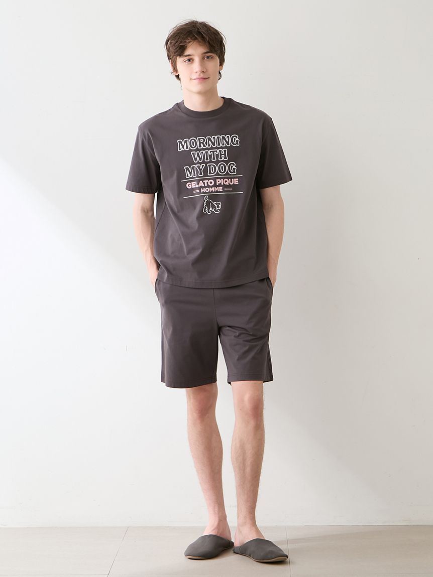 HOMME】【接触冷感】モーニングドッグプリントハーフパンツ(ハーフ