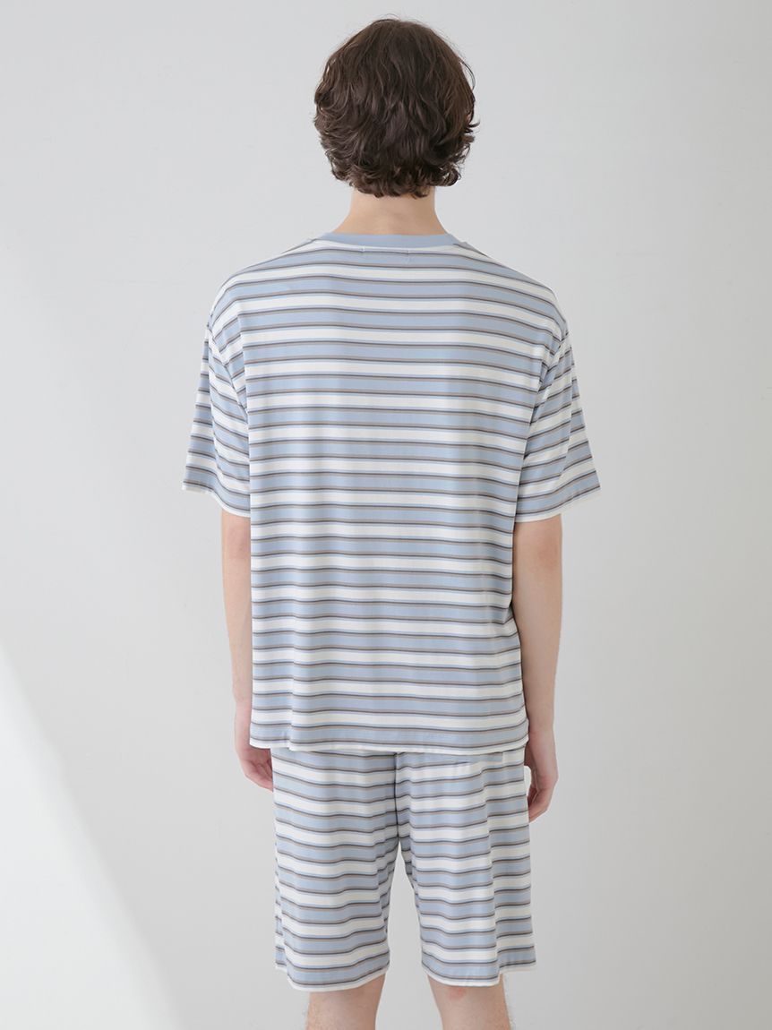 【HOMME】接触冷感レーヨンマルチボーダーTシャツ | PHCT251965