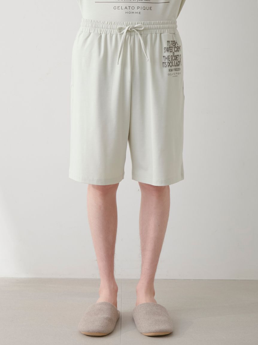HOMME】【接触冷感】フローズンレーヨンロゴプリントTシャツ