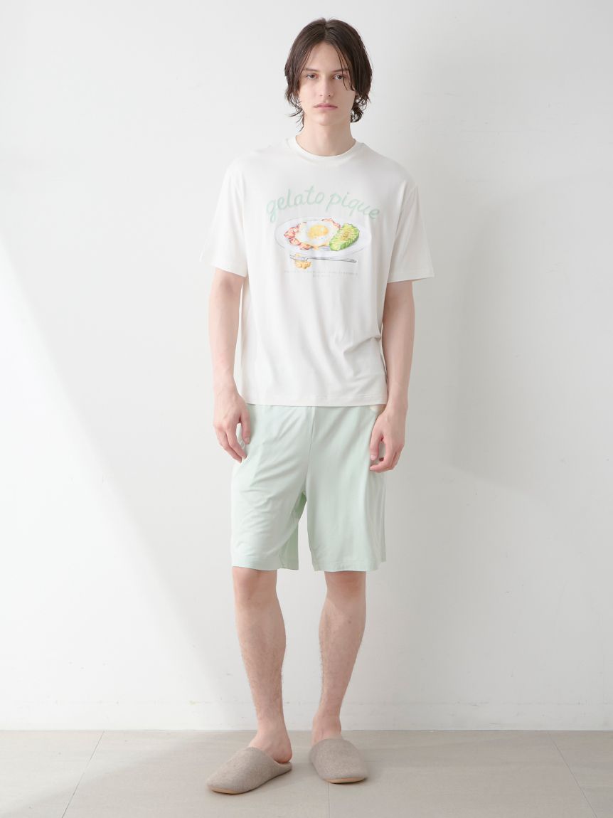 HOMME】【接触冷感】サニーサイドエッグワンポイントTシャツ