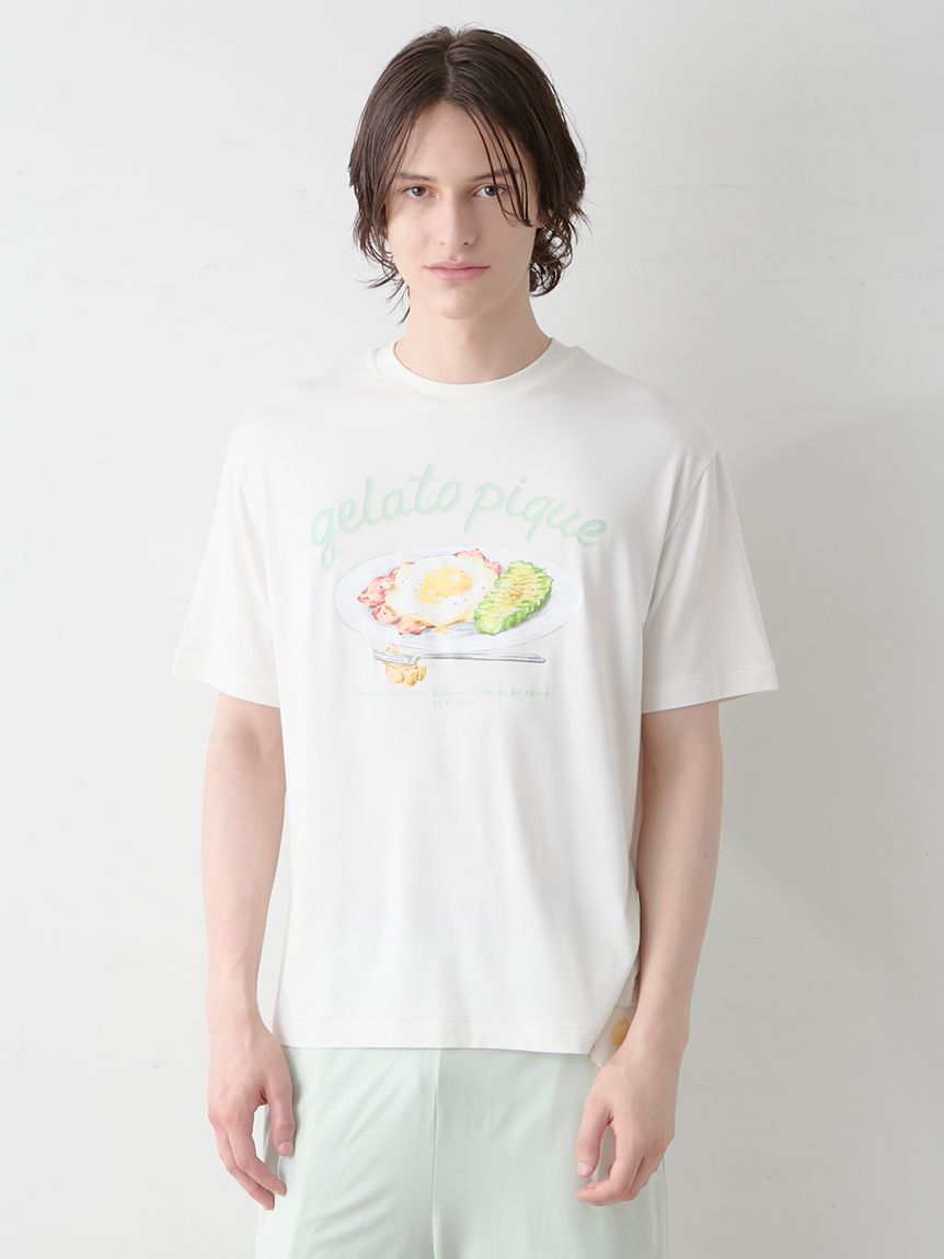 HOMME】【接触冷感】サニーサイドエッグワンポイントTシャツ