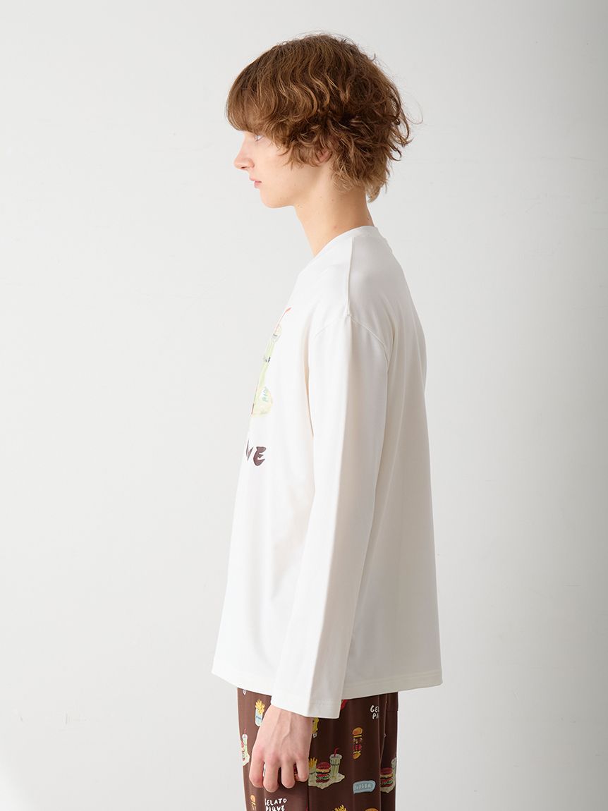 ヒラノトシユキ】【HOMME】ハンバーガーワンポイントプリントロンT