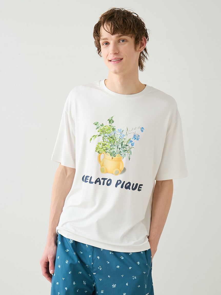 HOMME】フラワーワンポイントプリントTシャツ(カットソー・Tシャツ