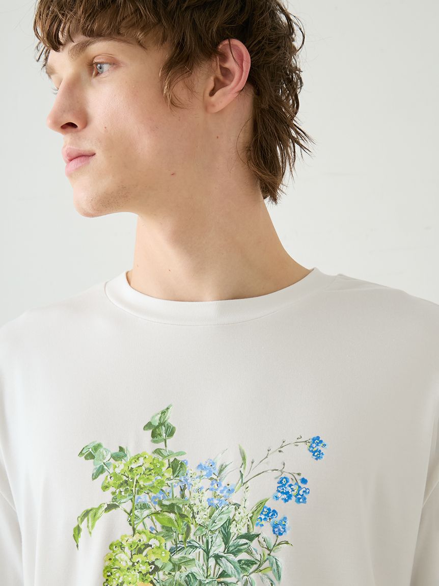 HOMME】フラワーワンポイントプリントTシャツ(カットソー・Tシャツ