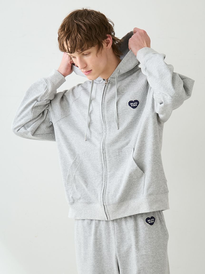 HOMME】裏毛ハートロゴ刺繍パーカ(パーカ)｜ルームウェア・パジャマ
