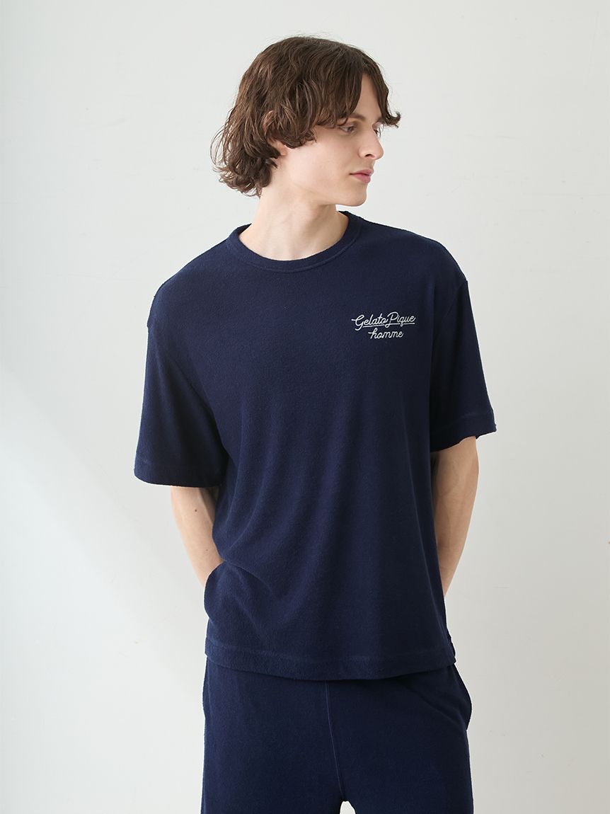 HOMME】【接触冷感】【UVカット】パイルワンポイントロゴ刺繍プル