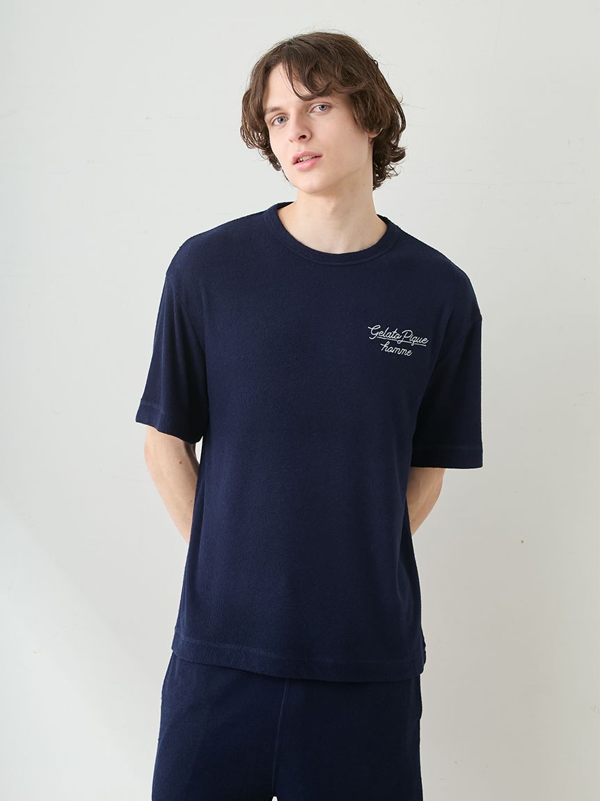 HOMME】【接触冷感】【UVカット】パイルワンポイントロゴ刺繍プル
