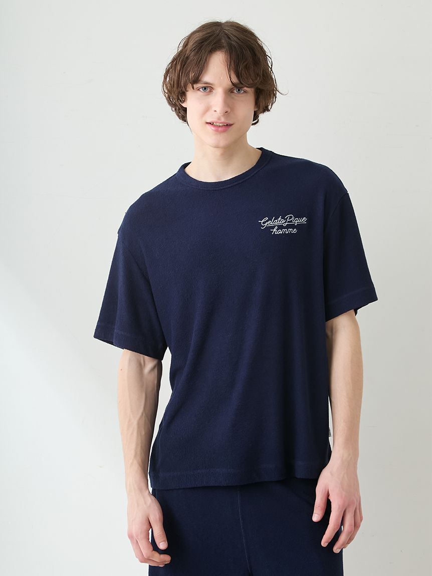 HOMME】【接触冷感】【UVカット】パイルワンポイントロゴ刺繍プル