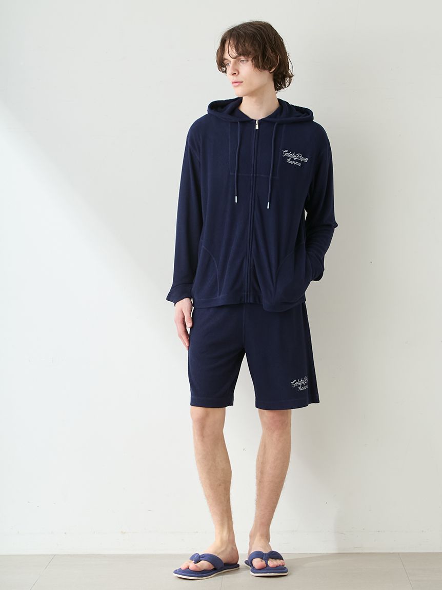 HOMME】【接触冷感】【UVカット】パイルワンポイントロゴ刺?パーカ