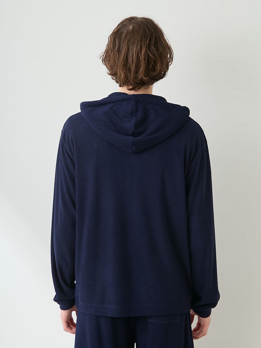 HOMME】【接触冷感】【UVカット】パイルワンポイントロゴ刺繍パーカ 