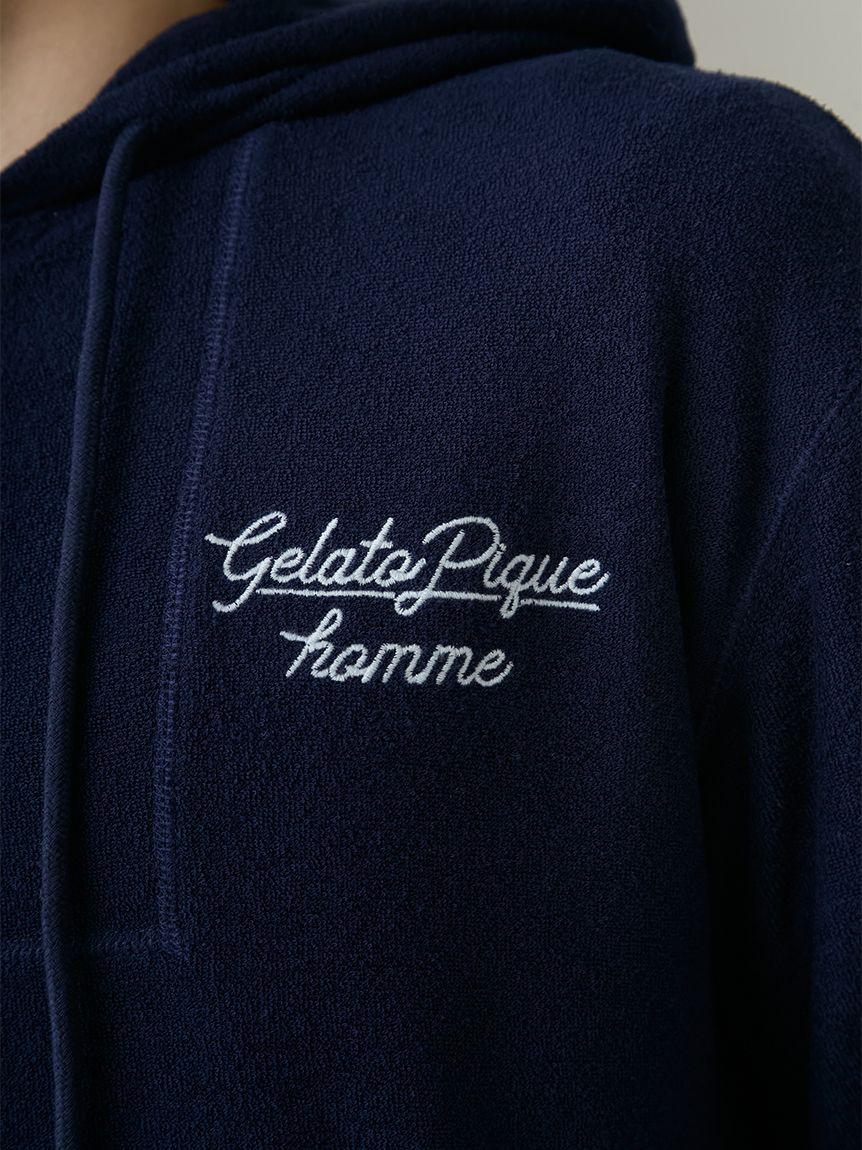 HOMME】【接触冷感】【UVカット】パイルワンポイントロゴ刺?パーカ