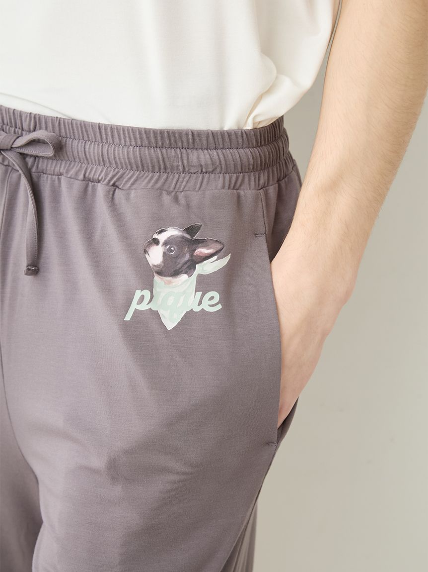HOMME】【接触冷感】レーヨンボストンテリアワンポイントTシャツ