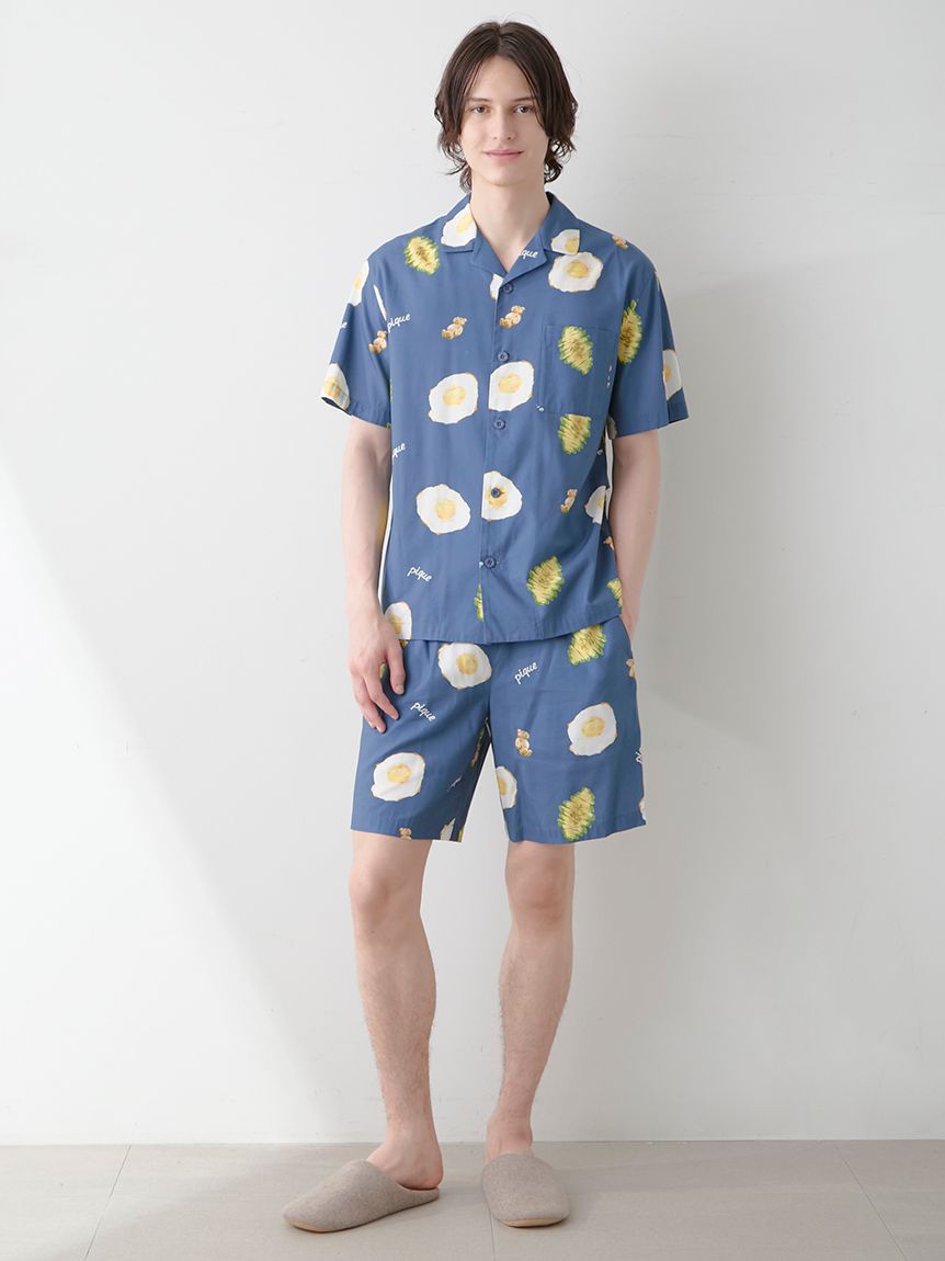 GELATO PIQUE ルームウェア パンツ Fサイズ （新品未使用） HOMME】サニーサイドエッグ総柄ハーフパンツ(ハーフパンツ