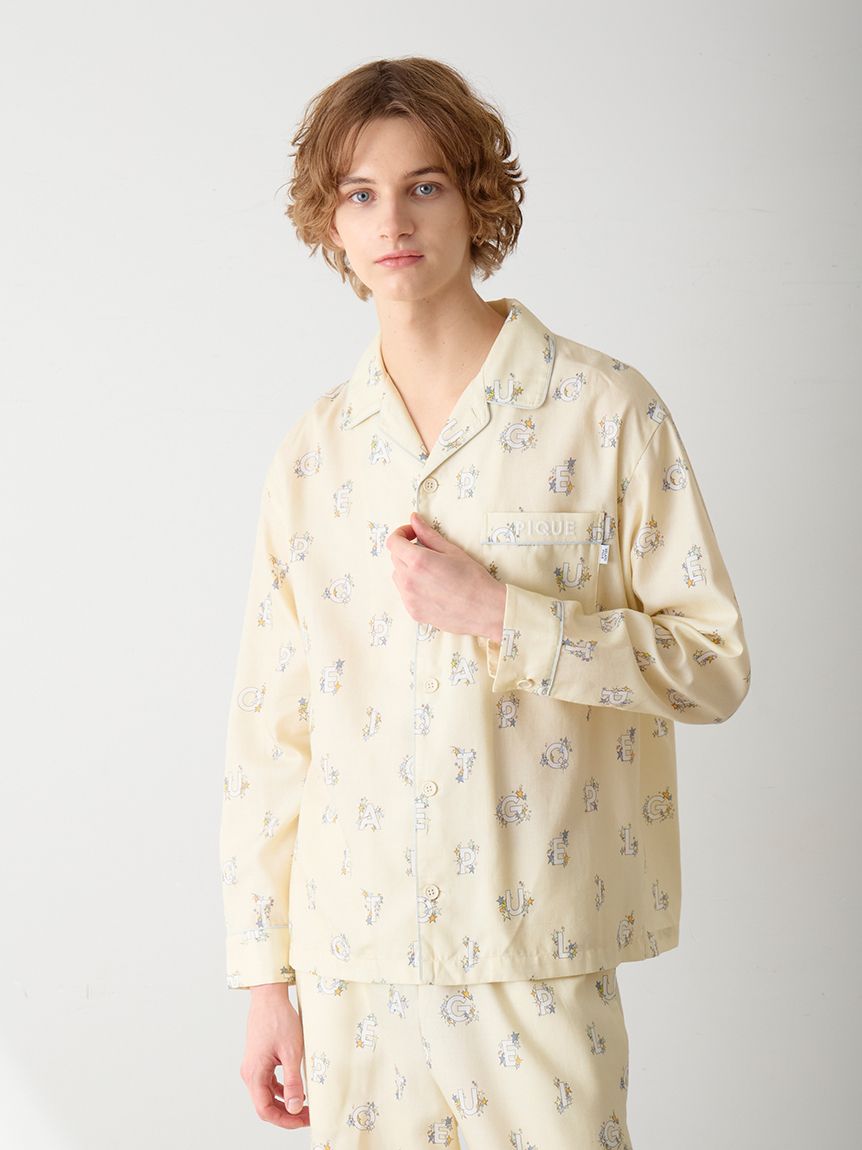 HOMME】スターロゴ総柄プリントシャツ(シャツ)｜ルームウェア