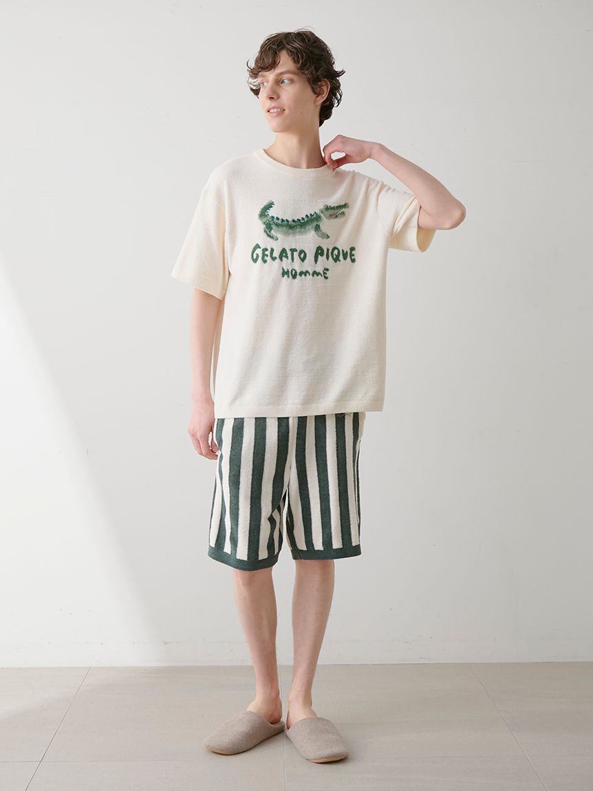 HOMME】エアリーモコ ワニジャガードプルオーバー(ニットプル