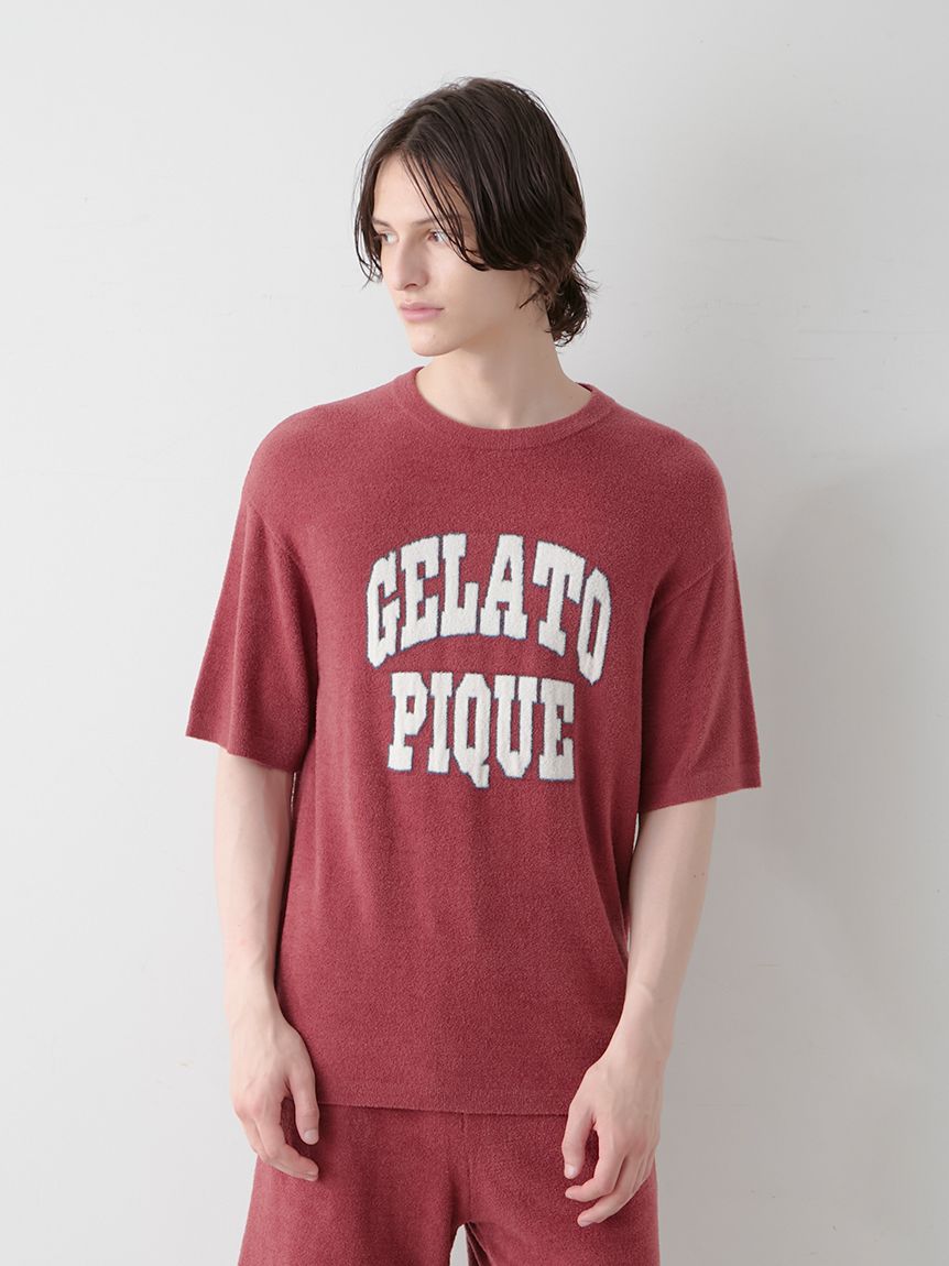 【新品】gelato pique スムーズィロゴルームウェア 上下セット/LAV HOMME】スムーズィーliteカレッジプルオーバー(ニットプルオーバー