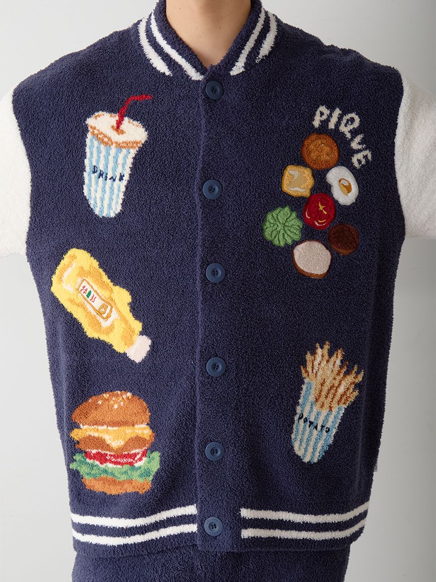 【新品】ジェラートピケ ヒラノトシユキ ジャガード ルームウェアセット パジャマ ヒラノトシユキ】【HOMME】パウダージャガードブルゾン(カーディガン