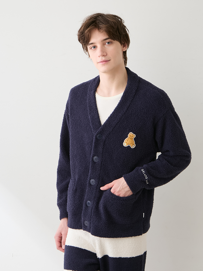 ONLINE限定】【HOMME】ベビモコベアワンポイントカーディガン