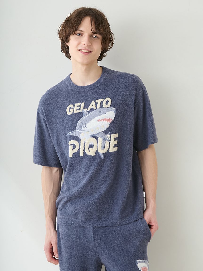 ★新品!!gelato pique ライトブルー ルームウェアセット★ HOMME】【接触冷感】スムーズィーliteクールシャークプルオーバー