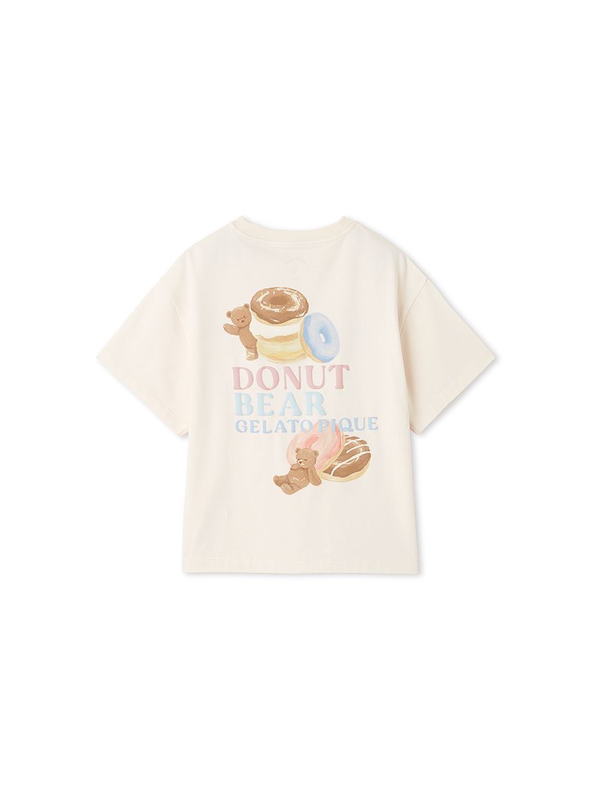 即納 [新品] ドーナツベアワンポイントTシャツ & 総柄ロングパンツ ピンク JUNIOR】ドーナツベアワンポイントTシャツ(トップス)｜ルーム