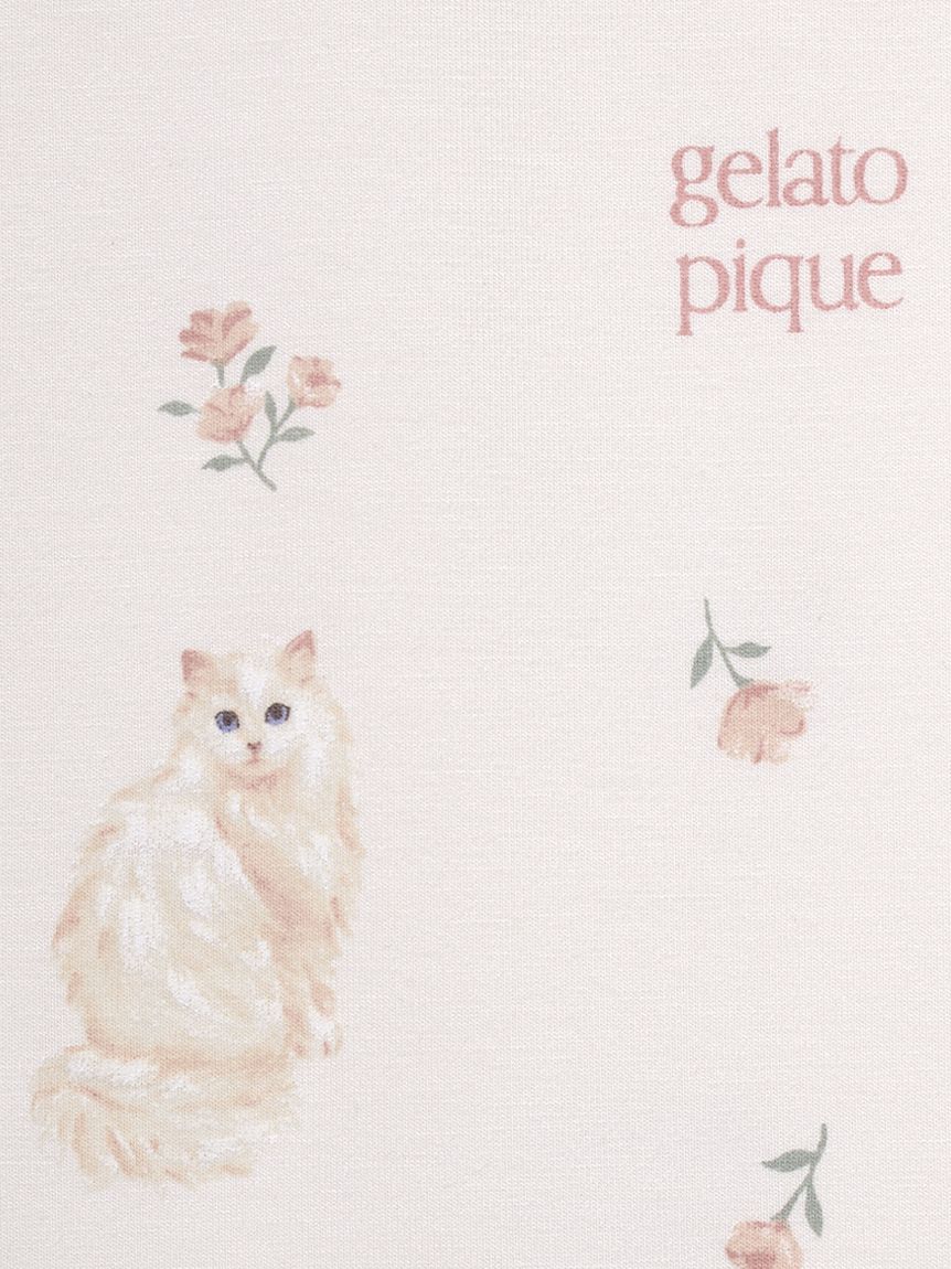 JUNIOR】フラワーキャット柄プルオーバー&ロングパンツセット(トップス