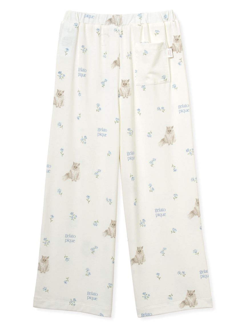 JUNIOR】フラワーキャット柄プルオーバー&ロングパンツセット(トップス