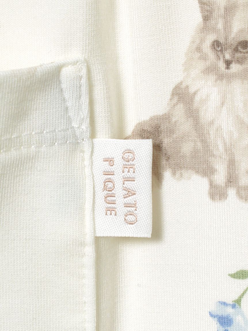 JUNIOR】フラワーキャット柄プルオーバー&ロングパンツセット(トップス