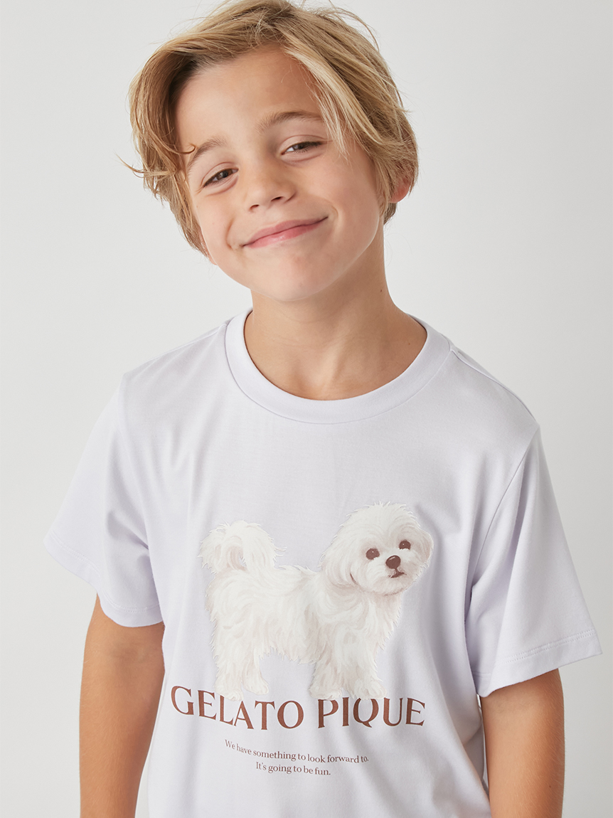 JUNIOR】【UVカット】お散歩ドッグワンポイントTシャツ&ショートパンツ