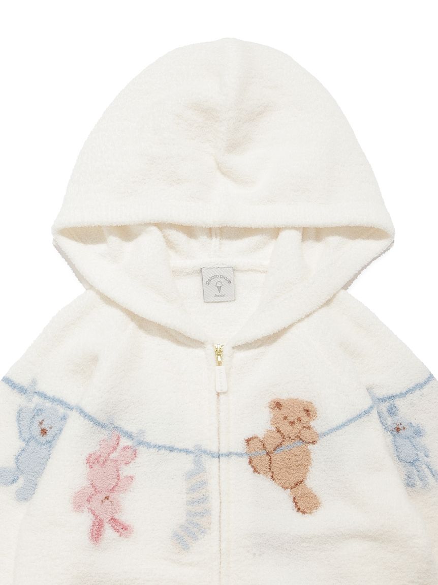 JUNIOR】エアリーモコウォッシングアニマルジャガードパーカ(トップス